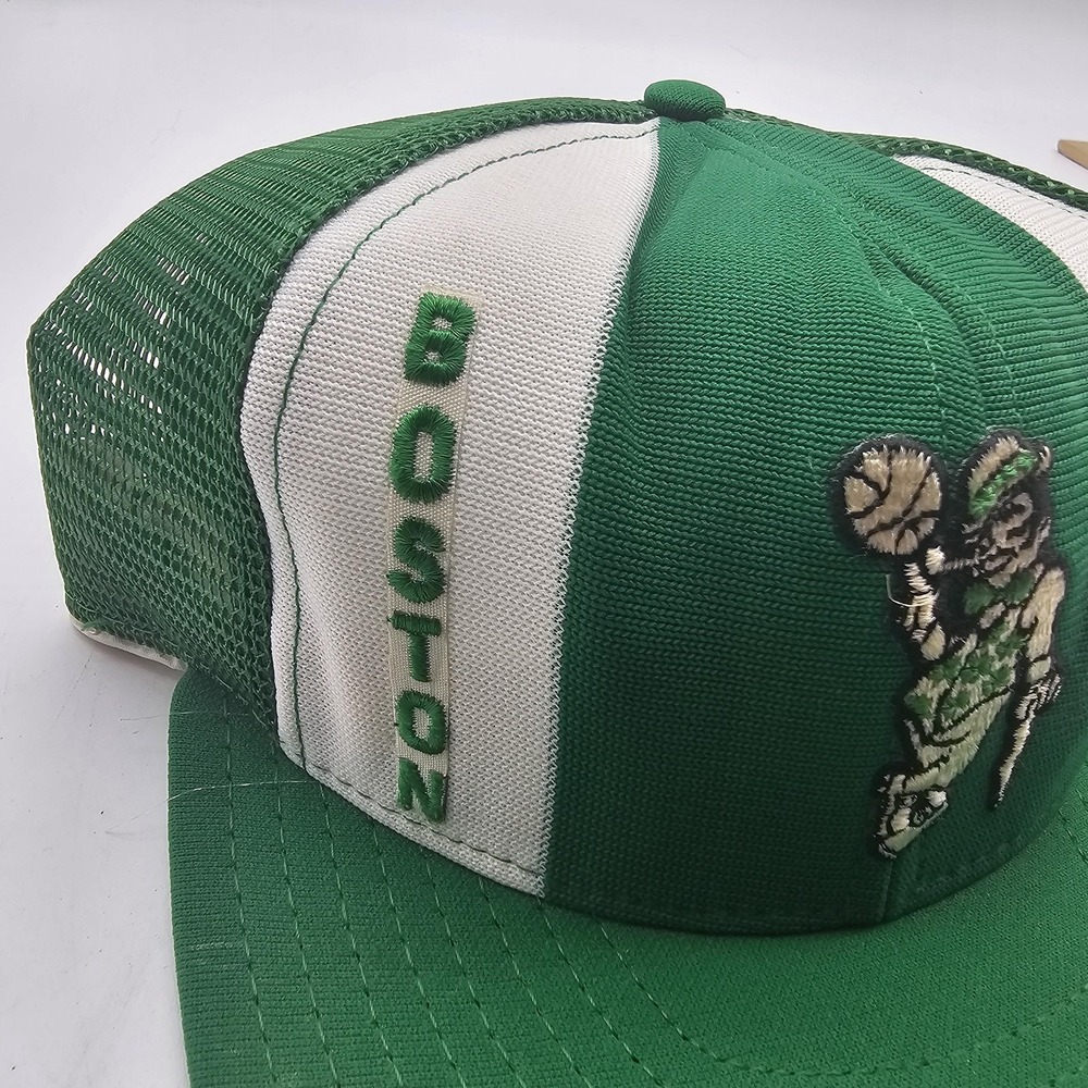 Vintage Boston Celtics Hat Cap Snap Back Large Green NBA Mesh Basketball AJD - Picture 2 of 11